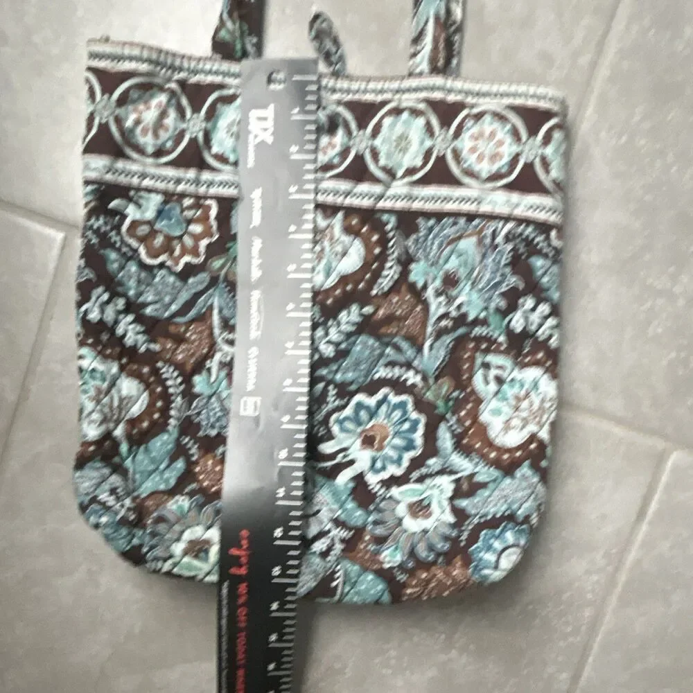 Vera Bradley Floral Quilted Tote Shoulder Bag Inner Pockets Brown Blue used